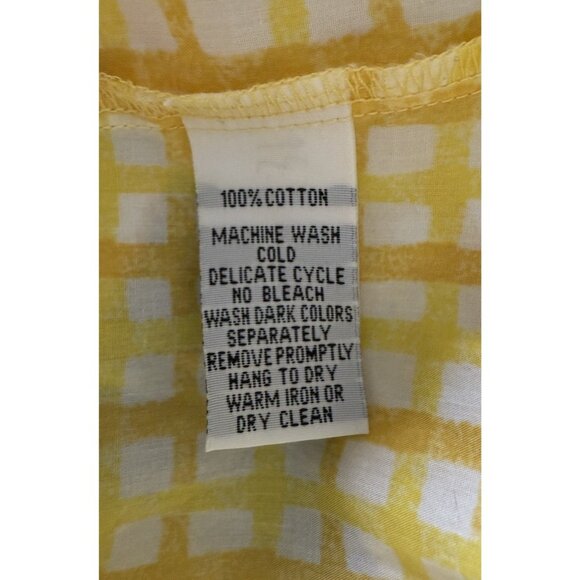 Mishca Yellow Collared Long Roll Tab Sleeve Pullover Button Up Shirt Women's M - Picture 10 of 10